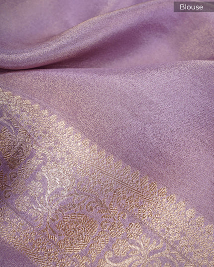 Tissue Banarasi Silk Saree with Meena Kari Butties and Gold Zari Border- Lavender