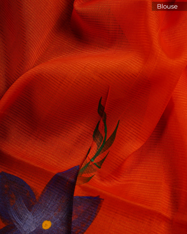 Mangalagiri Silk Saree With Hand Painting - Light Green