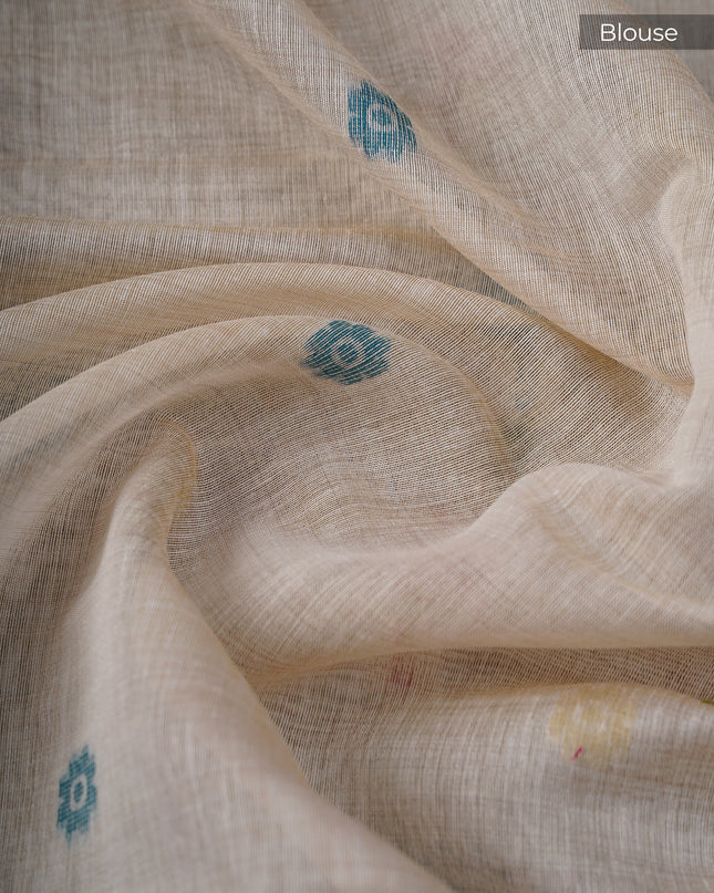 Kanchi Cotton Jamdani Weaving - Cream & Pink