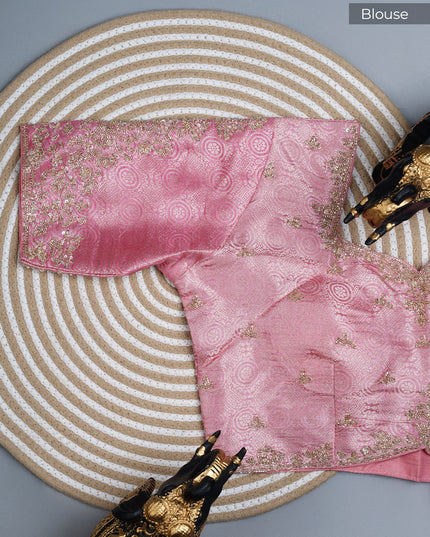 Banarasi Saree with tissue silk Zari woven work - Pink