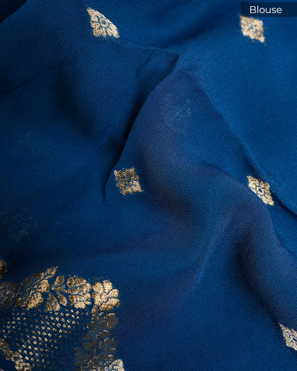 Kadi Georgette With Golden Butties Meenakari Border - Navy Blue