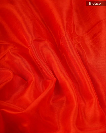 Ikkat Silk Saree with Kaddi Border- Orange