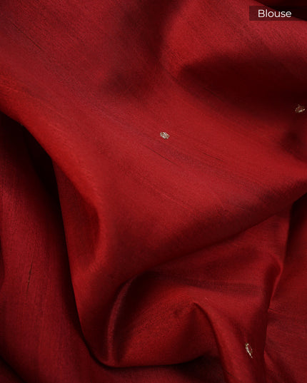 Tusser Silk Ari Work With Mirror Work - Maroon