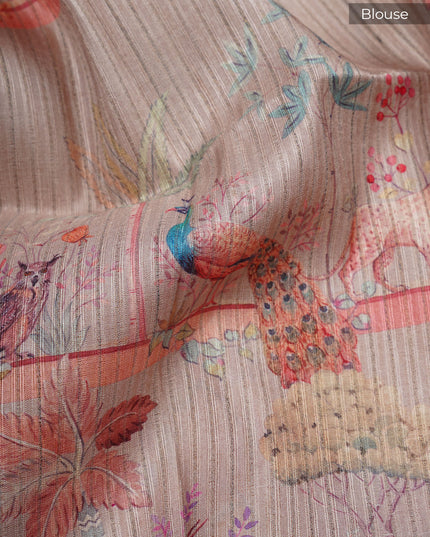 Tusser Silk Saree With Digital Floral Print - M Yellow