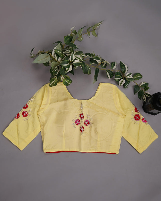 Russian Silk Saree Applique Work Butties Scallop Border