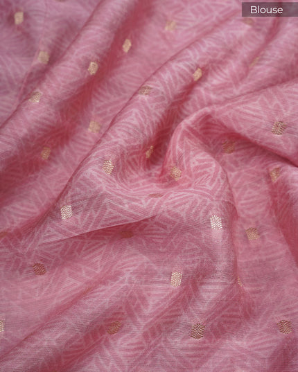 Muslin silk floral print golden butties with contrast border - Sea Green