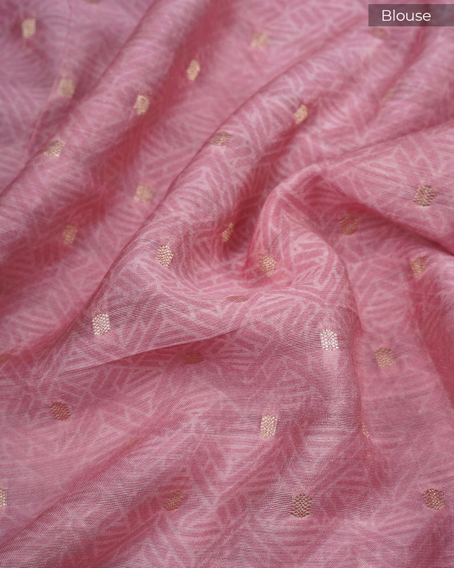 Muslin silk floral print golden butties with contrast border - Sea Green