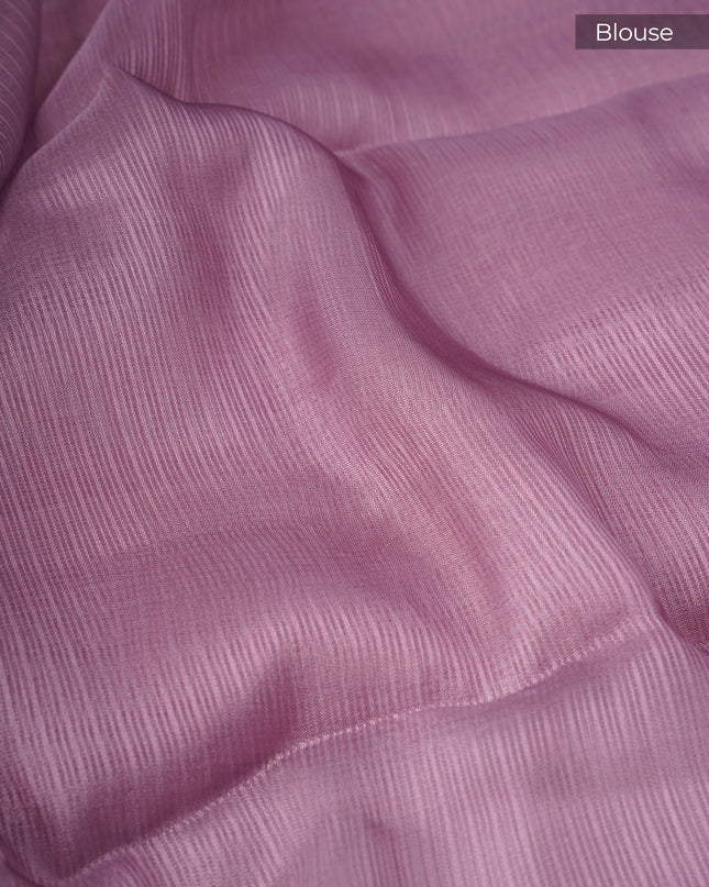 Silk Kota Saree With Ari Work Border - Onion Pink