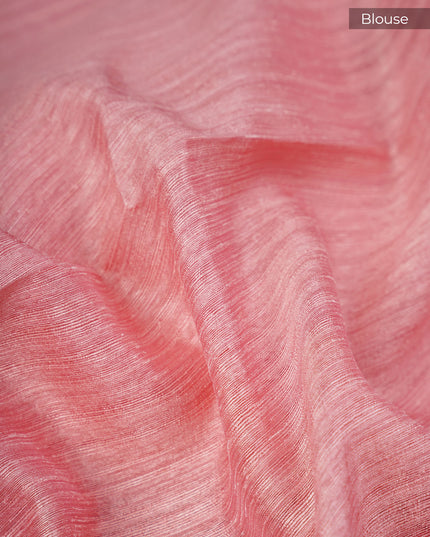 Jute Tissue Silk Saree With Thread Embroidery Work And Satin Border - Pink