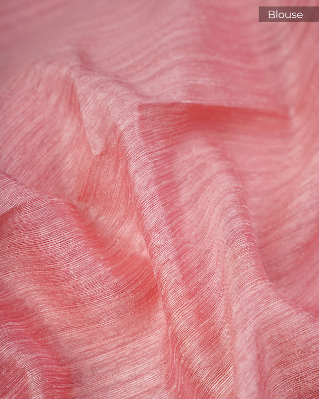 Jute Tissue Silk Saree With Thread Embroidery Work And Satin Border - Pink