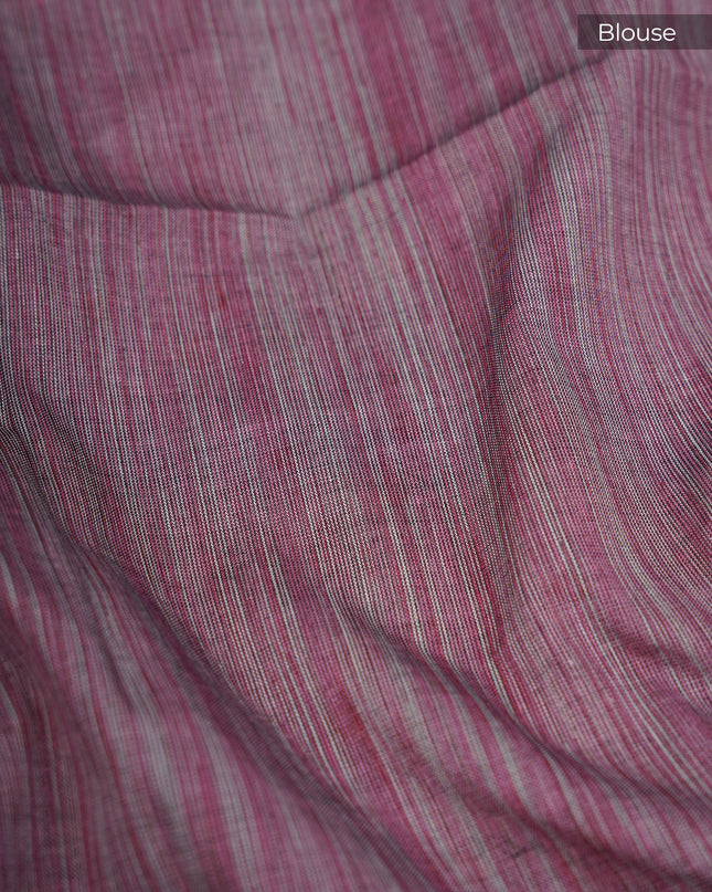 Chanderi Silk Saree With Floral Print Border - Baby Pink