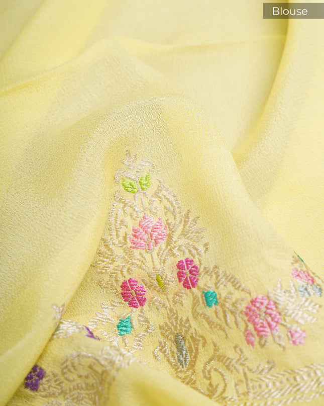 Kadi Georgette Saree With Meenakari border  - L Yellow