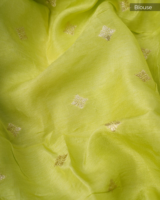 Russian Crepe With Kardhana Sequence Butties And Banaras Border - Green