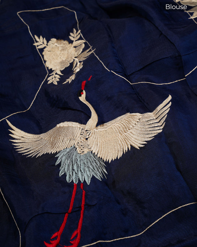 Chiffon saree with Parsi Gara work and kanchi border - Red