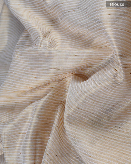 Tissue Linen Saree With  Floral Embroidery & Sequins Work - Tan