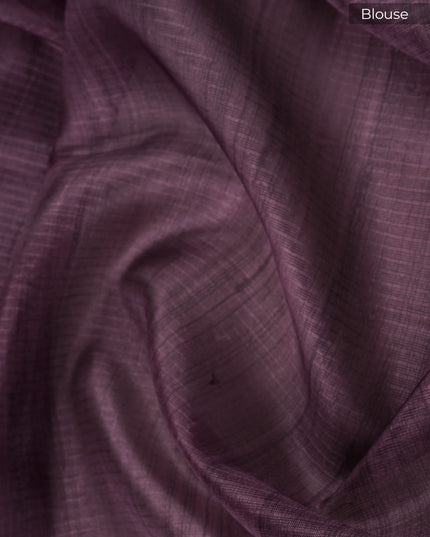 Kota Silk Saree With Floral Print and Gold Zari Border - Light Lavender