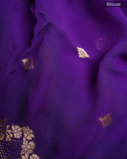 Kadi Georgette With Golden Butties Meenakari Border - Violet