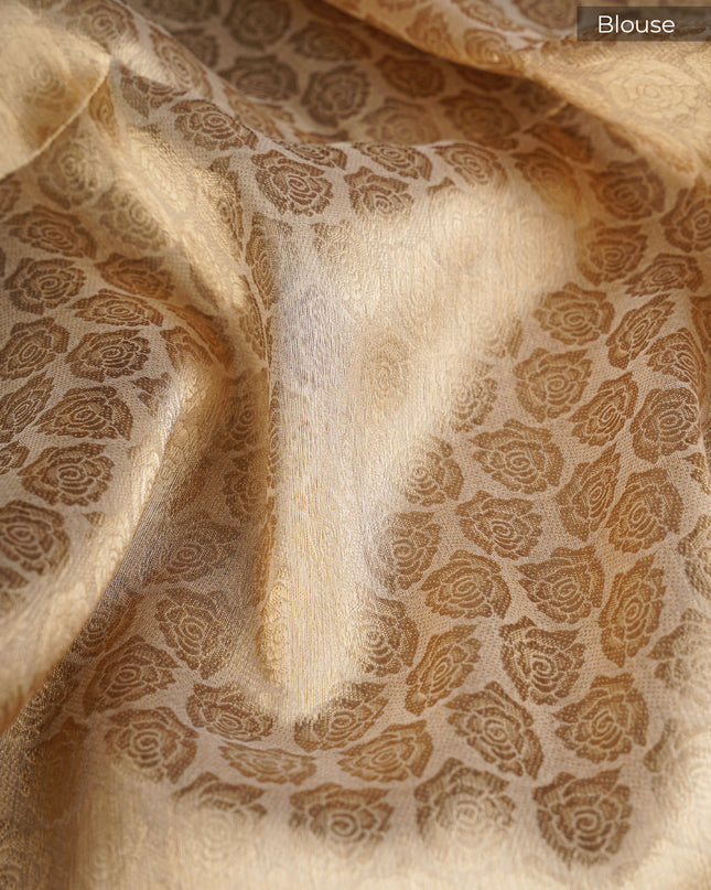 Kora Organza Saree with Thread Embroidery Work- White