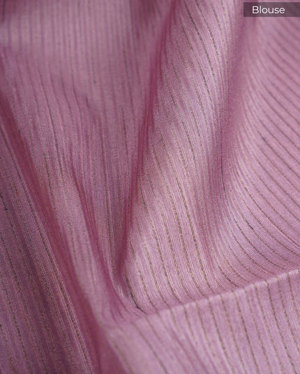 Tusser Silk Saree with Floral Print Border- Sea Green