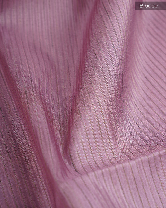 Tusser Silk Saree with Floral Print Border- Sea Green