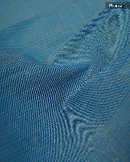 Handloom Cotton Thread Embroidery Buttis Gold Border - Light Blue