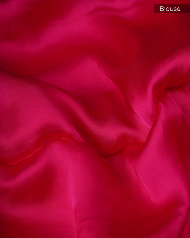 Banaras Silk with Golden Border- Rani Pink