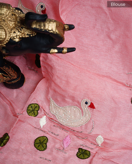 Russian Crepe Saree with Thread Work and Scallop border - Grey