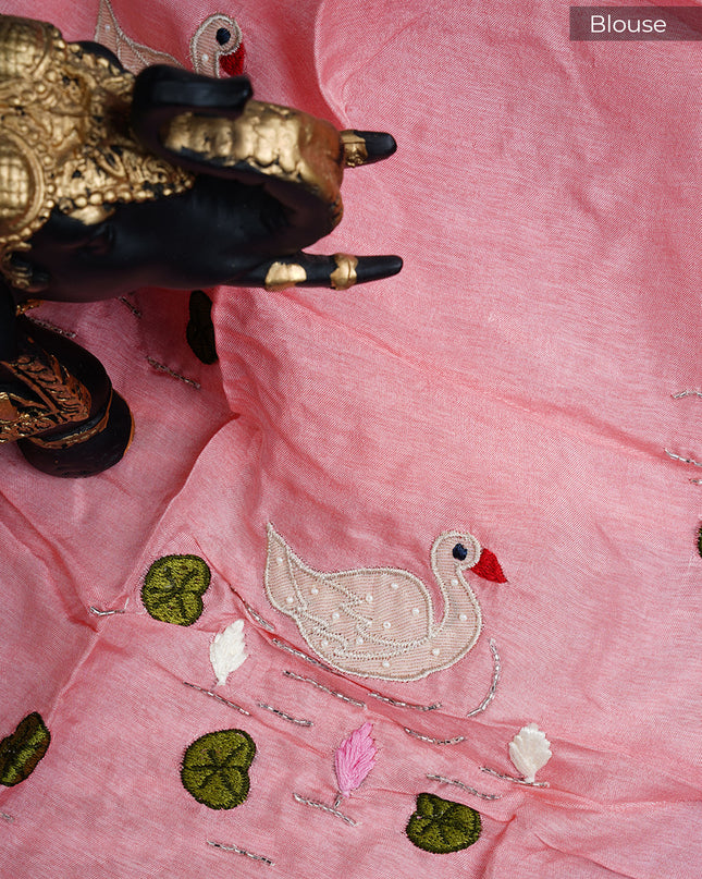 Russian Crepe Saree with Thread Work and Scallop border - Grey