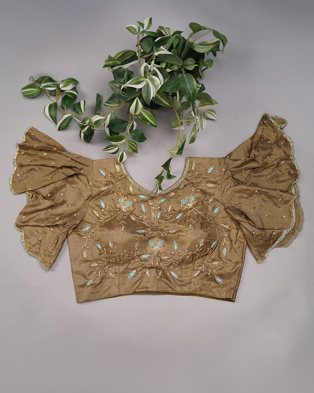 Soft Organza Silk with Zari Weaving Lines and Handwork Border