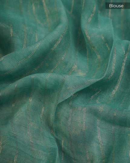 Kaddi Georgette Paithani Border - Sea Green