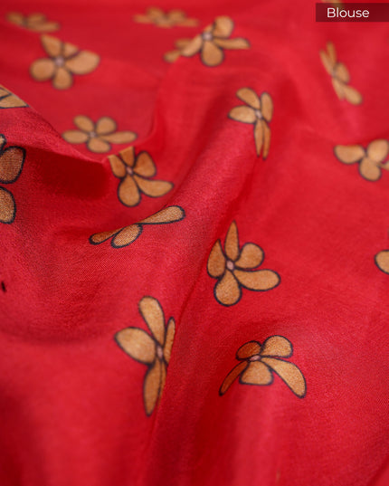 Binny crepe Saree kalamkari print with contrast border - Green