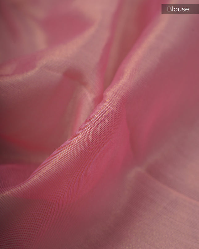 Jute Linen Tissue Pearl Work Buttis With Scallop Border - Pink