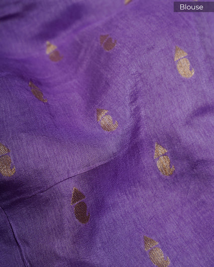 Crepe Saree with Thread Embroidery Work and Banaras Border- Lavender
