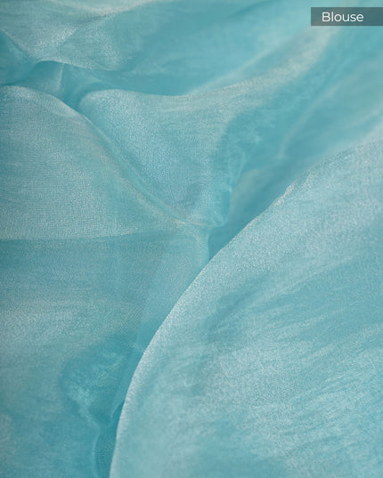 Tissue Organza Embossed Work Lace Border - Sky Blue