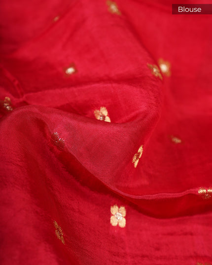 Chinon Silk Saree with Self Checks Dual Color & Zari Border - Multicolor