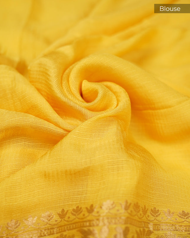 Silk Kota Allover Golden Zari Weaving with Flower Butties