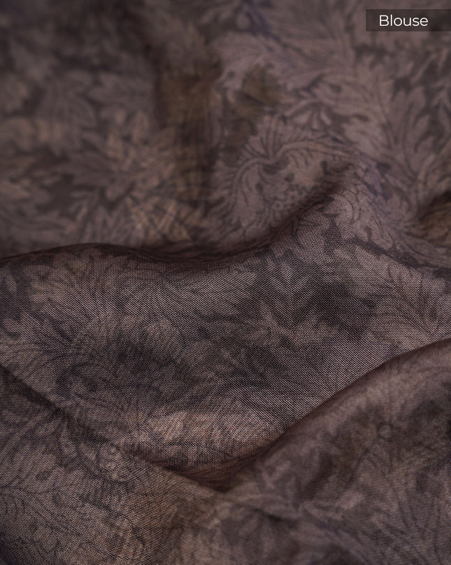 Mangalagiri Silk Digital Print Contrast Border - Grey