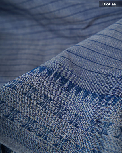 Cotton Handloom Saree with striped border - White