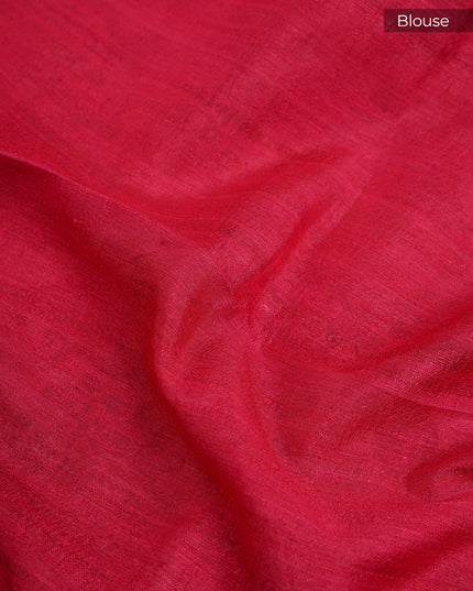 Semi Tusser Silk with Pashmina Print with Kanchi Border- Beige