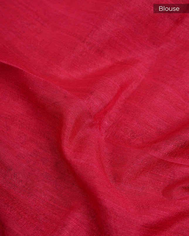 Semi Tusser Silk with Pashmina Print with Kanchi Border- Beige