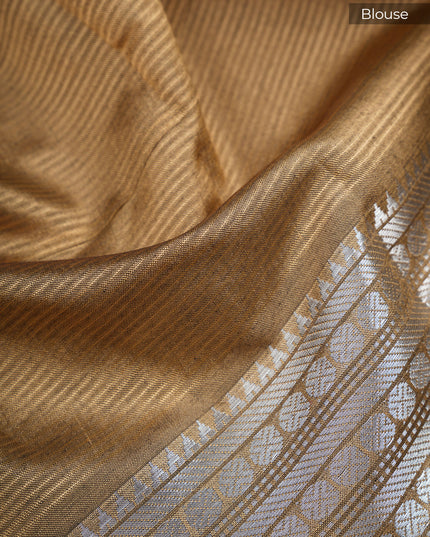 Mangalagiri Silk Saree with thread Work With Zari Border - Olive Green