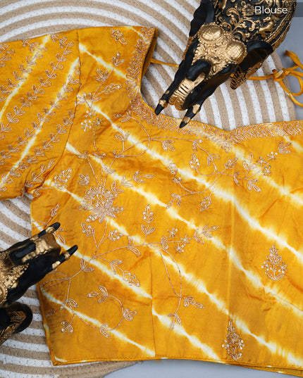 Russian Silk Zardozi Work with Scallop Border - Mustered