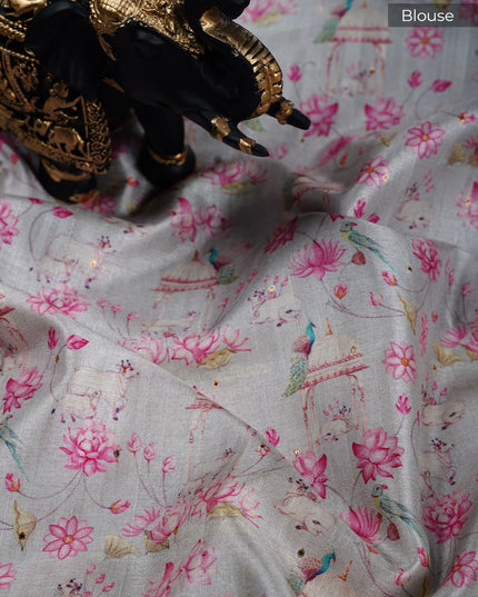 Tusser Silk saree with Parce Work Border - Black