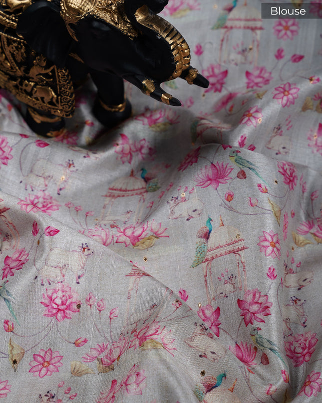 Tusser Silk saree with Parce Work Border - Black