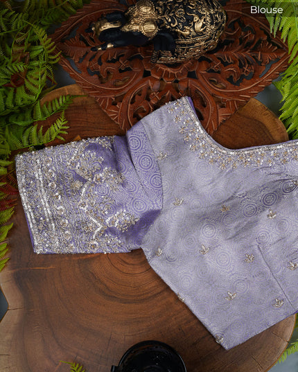Banarasi Saree with tissue silk Zari woven work - Lavender