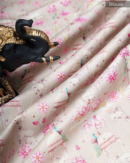 Tusser Silk saree with Parce Work Border - Tan