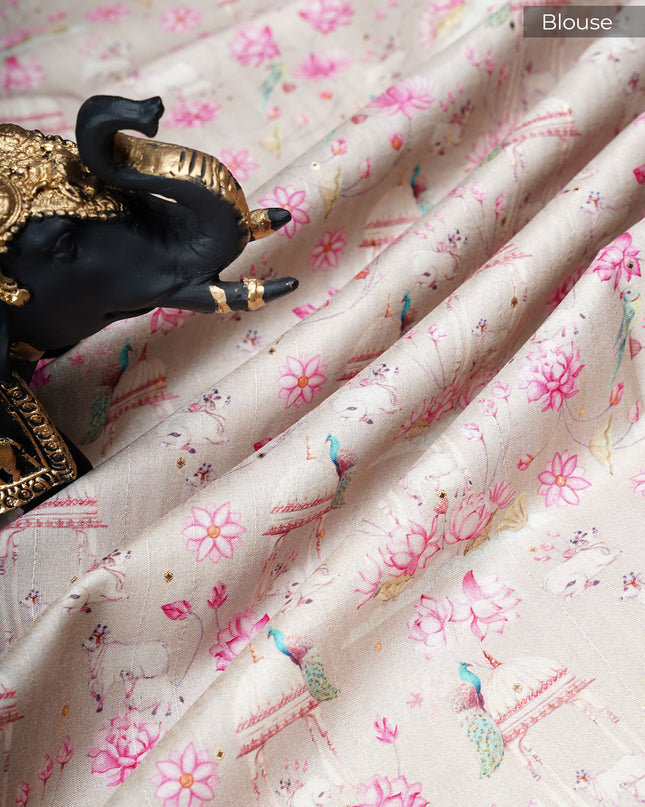 Tusser Silk saree with Parce Work Border - Tan