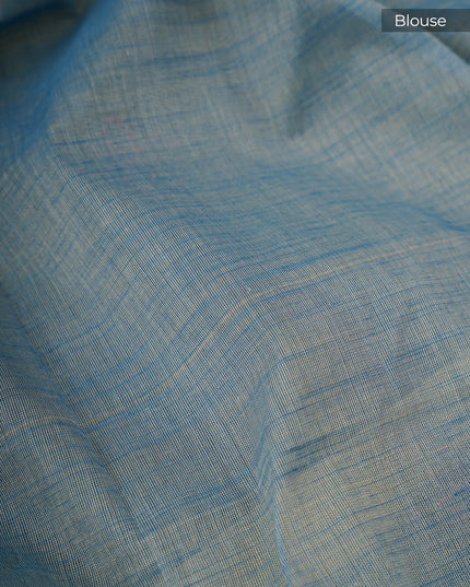 Handloom Cotton Saree With Thread Embroidery Butties Border - Pista Green