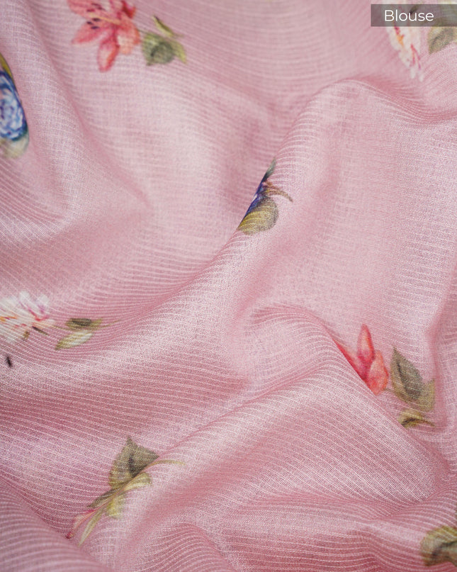 Kota cotton saree with digital print - Pink