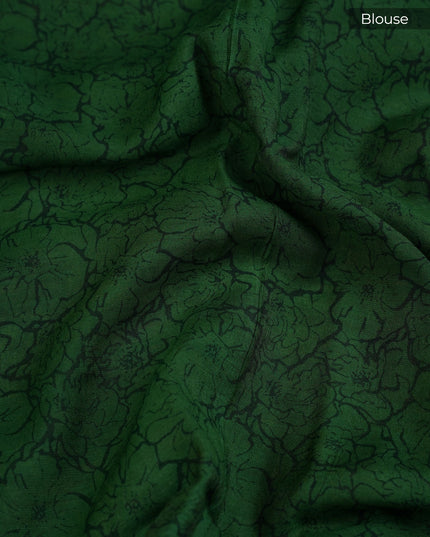 Muslin Silk Allover Digital Print with Contrast Border- Brown